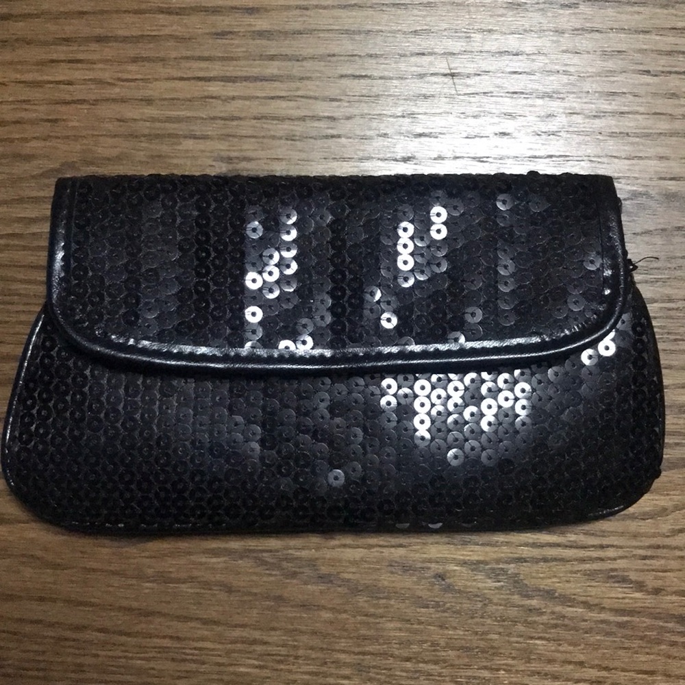 Black Sequin Clutch W/ Handle